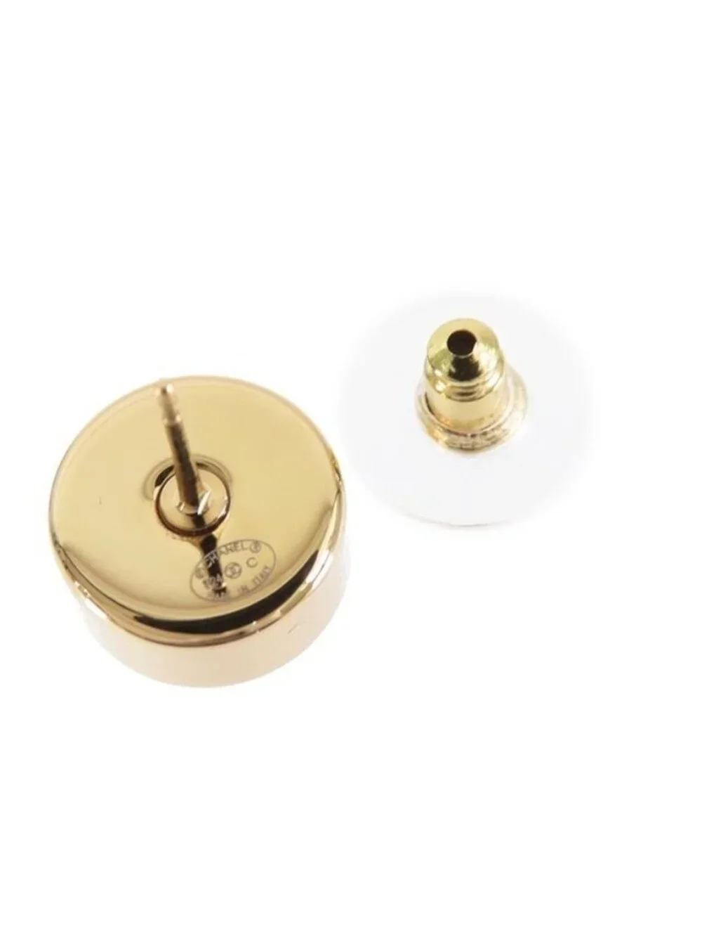 Chanel Earrings Gold Black Metal CC Logo 24c